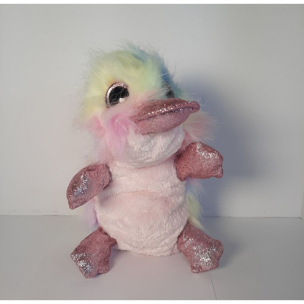 Ty Petunia Platypus Beanie Rainbow Plush Stuffed Animal Pink Glitter 11"